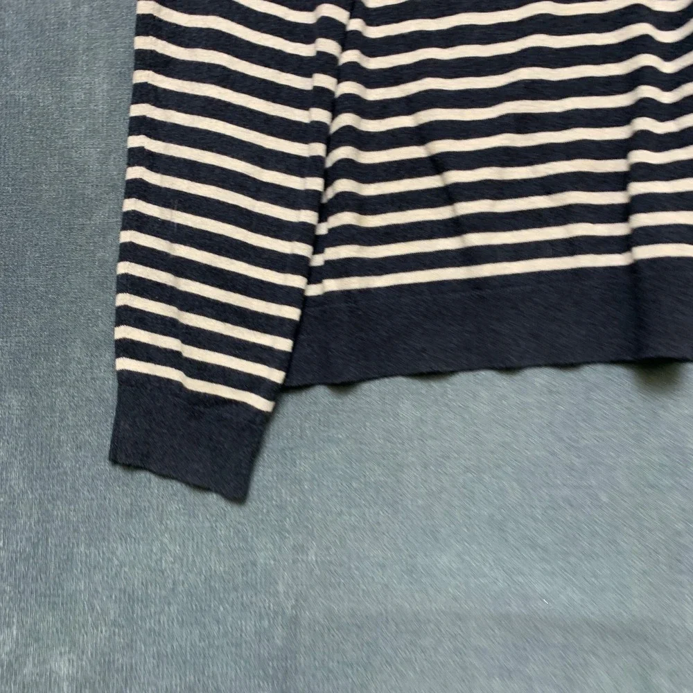 Banana Republic Premium Luxe Yarn Crew Sweater Mens XL Navy White Striped Casual